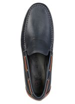 GINO GALANTE, klassische Herren-Slipper, mit Lederdurchz&uuml;gen MARINE-COGNAC