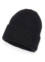 Trendige Damen-M&uuml;tze, mit Umschlag SCHWARZ