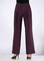 Hose mit Bundfalten in modischer Weite AUBERGINE
