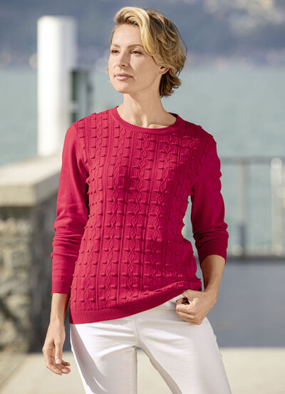 Pullover mit streckendem Strukturmuster 