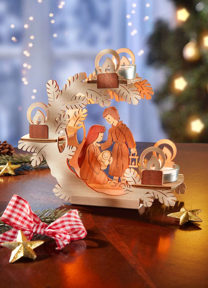 Handgefertigter Teelichthalter aus Holz 