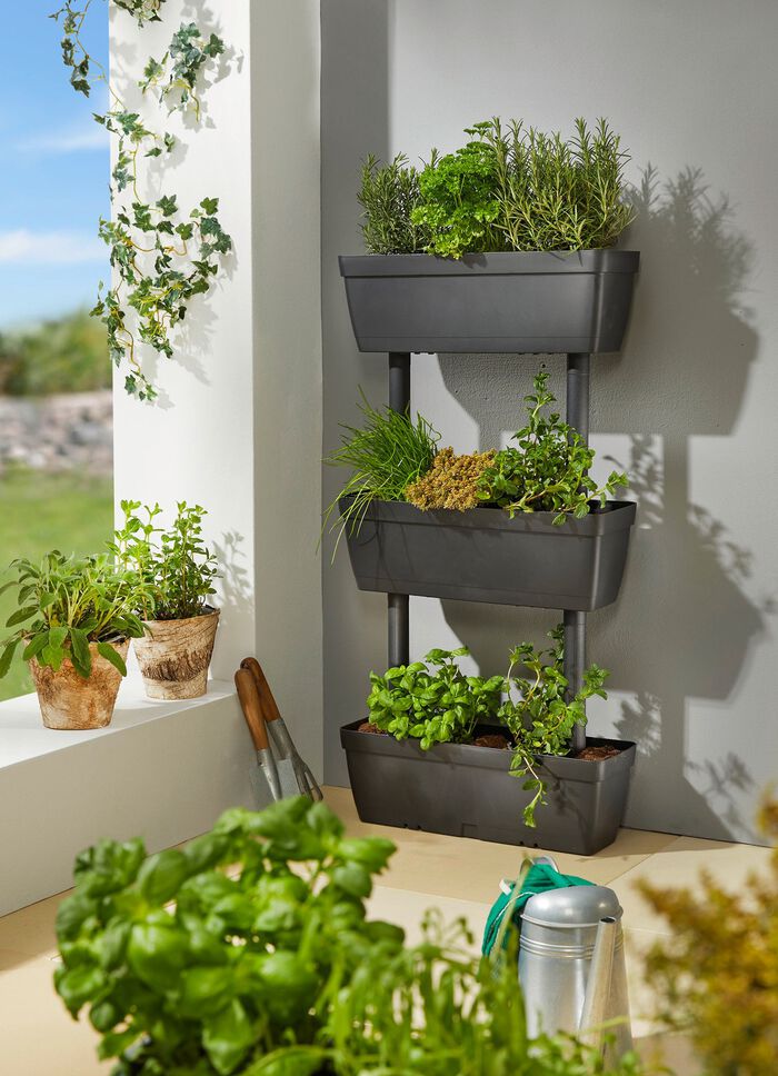 Stapelbare Pflanzk&auml;sten, 2x 3 St&uuml;ck ANTHRAZIT