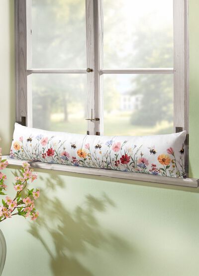 Zugluftrolle mit Bienen- und Blumenwiesen-Motiv 