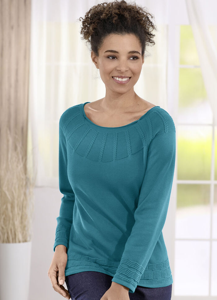 Pullover in Strukturmix PETROL