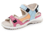 Waldläufer, bequeme Damen-Sandalen, Weite H, mit herausnehmbarem Fussbett PINK-ORANGE-BLAU