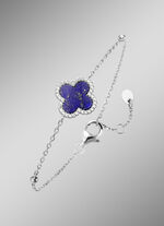 Kleeblatt-Armband mit echt Lapislazuli und synth. Zirkonia 