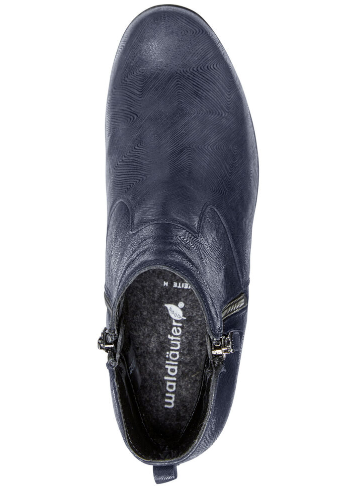 Waldläufer Stiefelette aus effektvoll geprägtem Leder DUNKELBLAU
