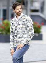 Modischer V-Pullover mit Intarsienmuster, 