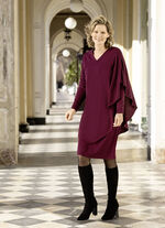 Strick-Kleid in fliessendem Lagenlook WEINROT