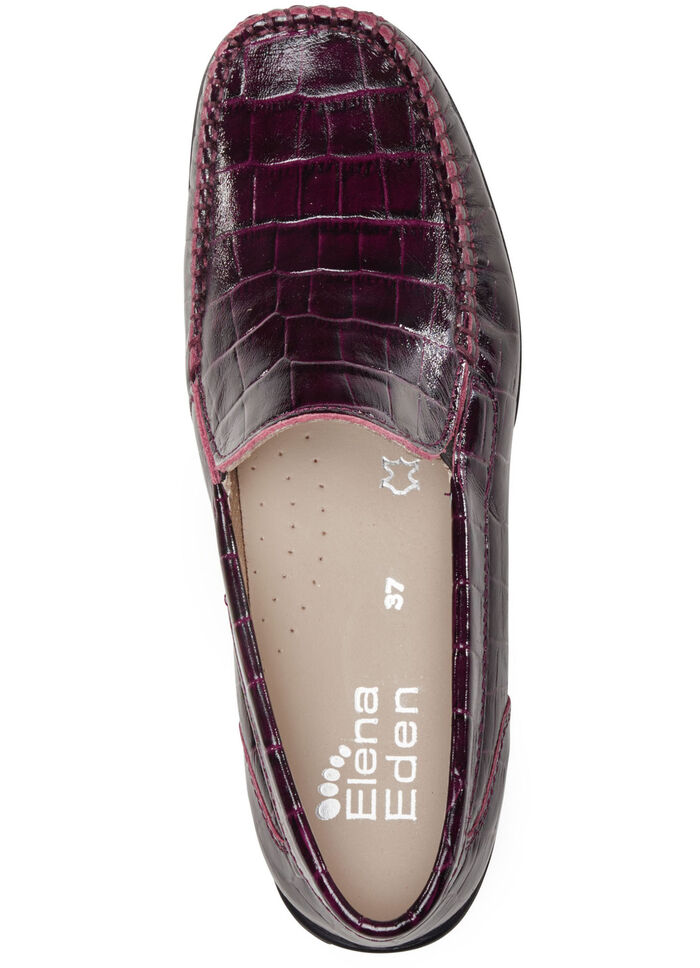 ELENA EDEN Mokassin-Slipper aus krokogepr&auml;gtem Chevreauleder BORDEAUX