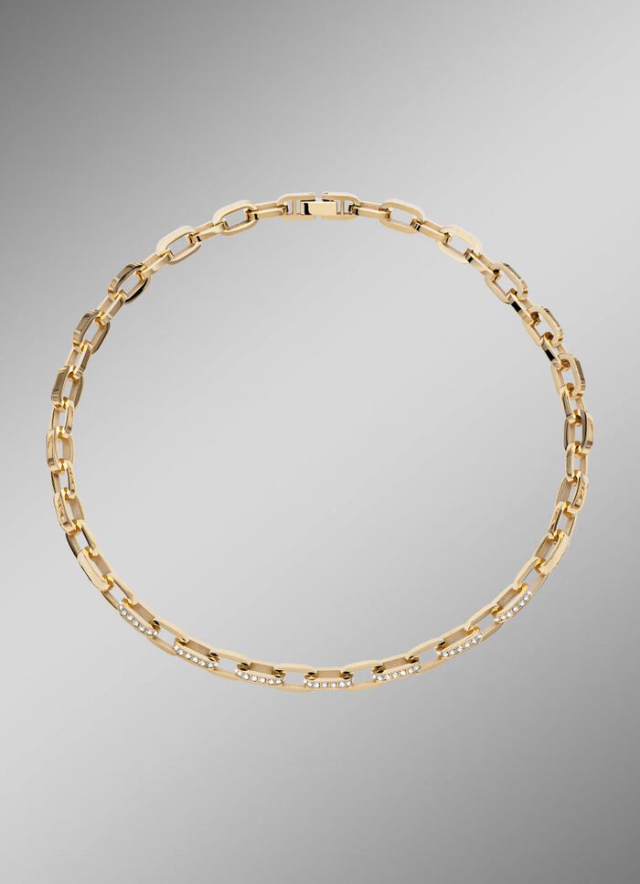 Halskette aus vergoldetem Edelstahl mit Kristallen 