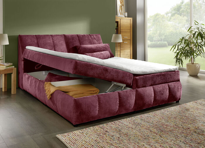 Boxspringbett mit Stauraum im Kopfteil und Bettkasten BORDEAUX