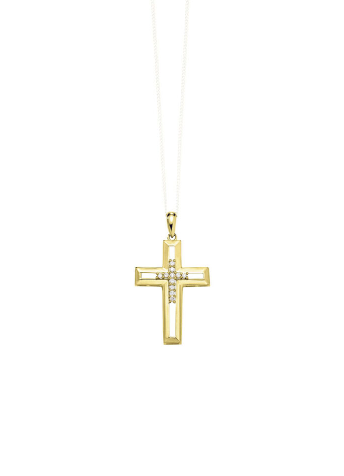 Durchbrochener Kreuz-Anhänger mit Brillanten 