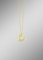 Filigraner, diamantierter Herz-Anh&auml;nger in Bicolor 