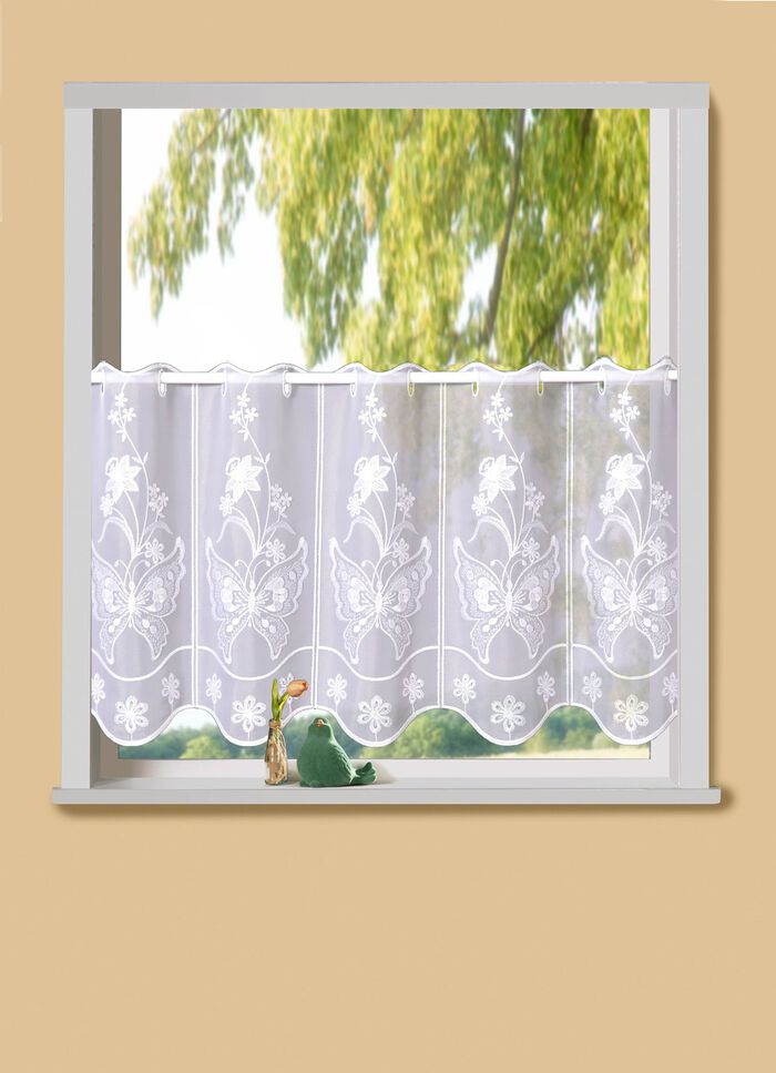 Kurzstore Schmetterling mit Plauener Stickerei WEISS-WEISS