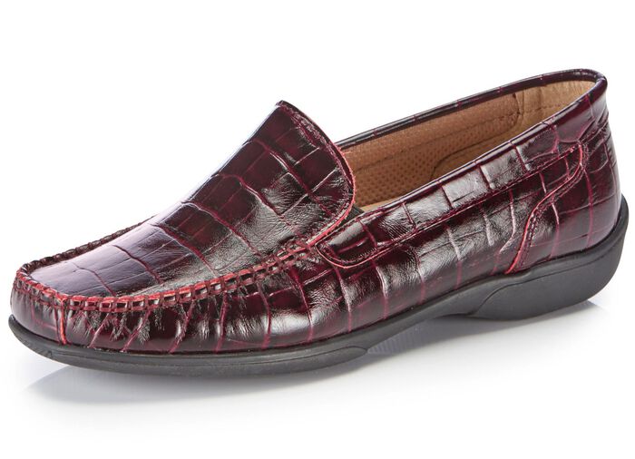 ELENA EDEN Mokassin-Slipper aus krokogepr&auml;gtem Chevreauleder 