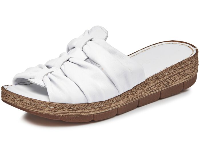 Andrea Conti Schlauchriemchen-Pantolette aus Nappaleder WEISS
