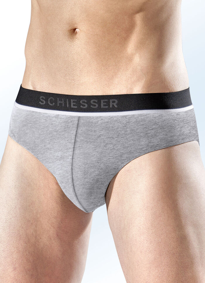 Schiesser Dreierpack Slips aus Feinjersey 1X MARINE, 1X ROT, 1X GRAU MELIERT