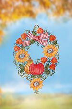 Fensterbild mit Herbstkranz-Motiv 