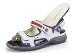 Waldläufer, sportliche Damen-Sandalen, Weite H, mit herausnehmbarem Fussbett WEISS-BLAU-ROT