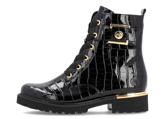 Remonte, stylische Damen-Stiefeletten, Winterschuhe, Weite G, mit herausnehmbarem Fu&szlig;bett SCHWARZ-GOLD