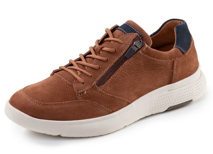 Waldl&auml;ufer, bequeme Herren-Sneaker, Weite H, mit herausnehmbarem Fussbett COGNAC-MARINE