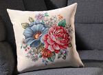 Kissenbezug mit Blumenstrauss-Motiv 