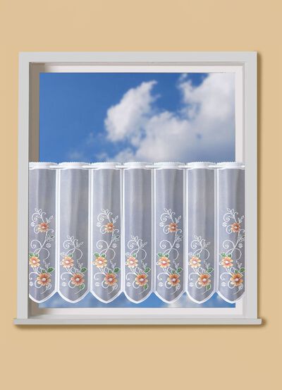 Handkolorierter Kurzvorhang mit Stangendurchzug 