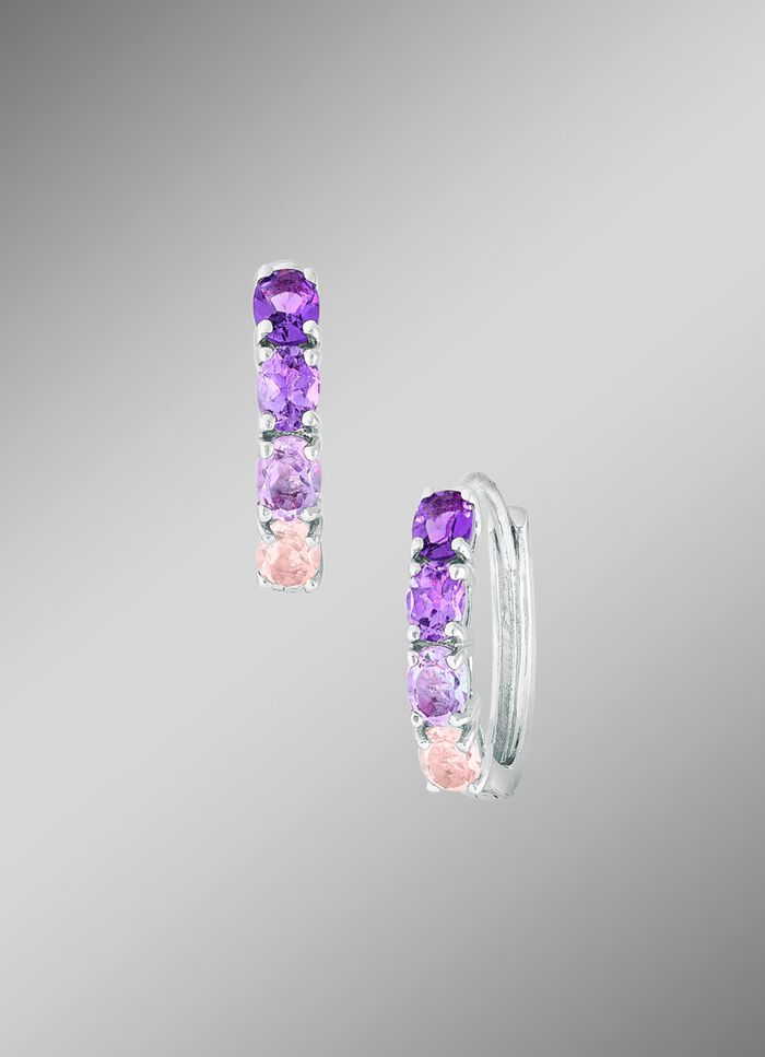 Creolen mit echt Amethyst und echt Rosenquarz 