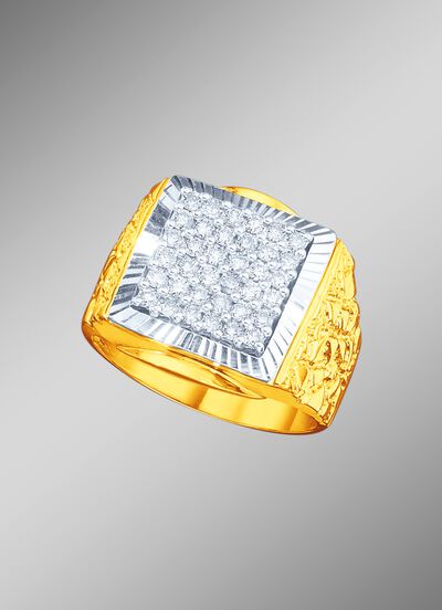 Herrenring in Bicolor mit Brillanten 