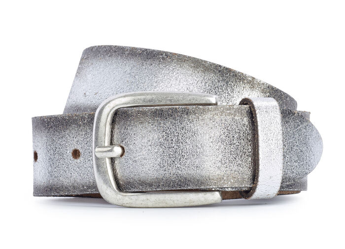 Trendiger Damen-Gürtel, aus Leder, 3 cm breit ANTIKSILBER