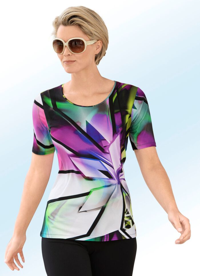 Shirt mit Rundhalsausschnitt in 2 Farben MULTICOLOR