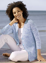 Strickjacke aus Melangegarn BLAU-WEISS