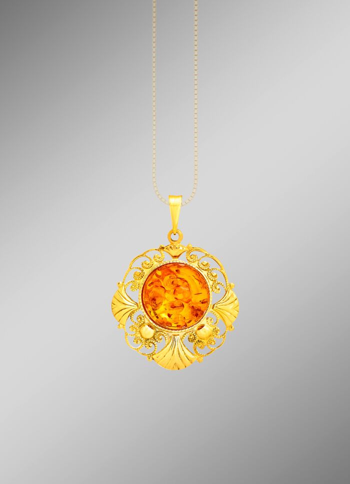 Filigraner Anh&auml;nger mit echt Bernstein 