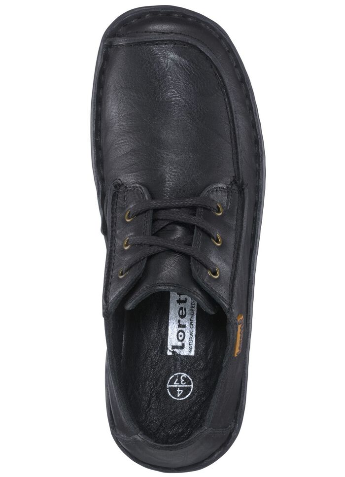 Schn&uuml;rschuh aus Nappaleder mit Knitter-Struktur SCHWARZ