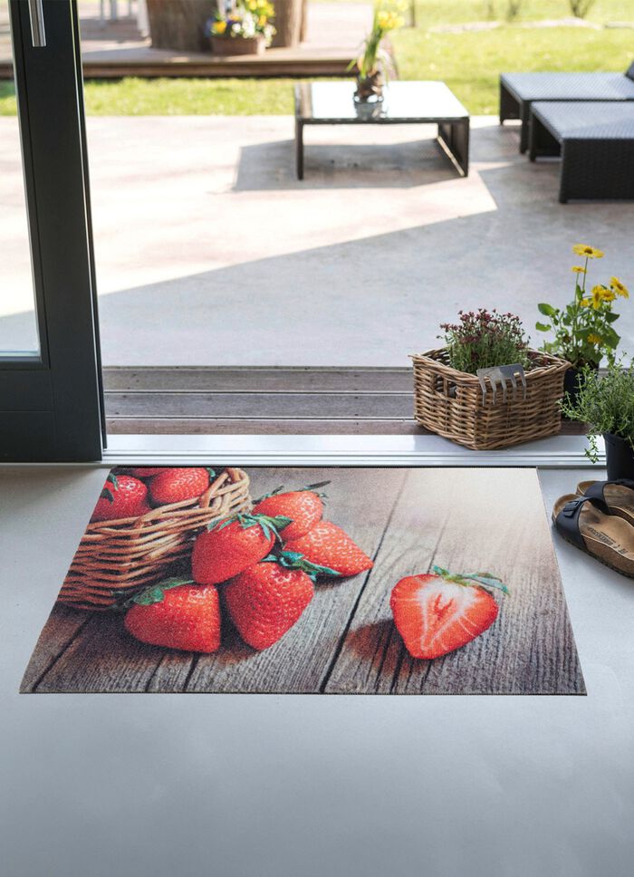 Fussmatte mit Erdbeermotiv 