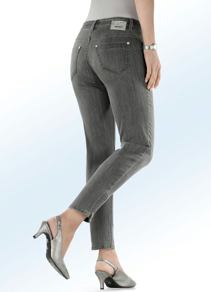 Magic-Jeans mit modischen Reißverschlüssen an den Beinabschlüssen GRAU