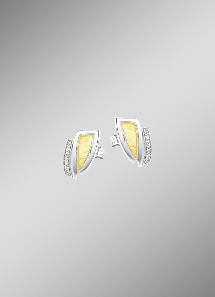 Moderne Ohrstecker in Bicolor mit Zirkonia 
