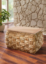 Sitztruhe aus Naturfaser in raffinierter Flechtart BEIGE-NATUR