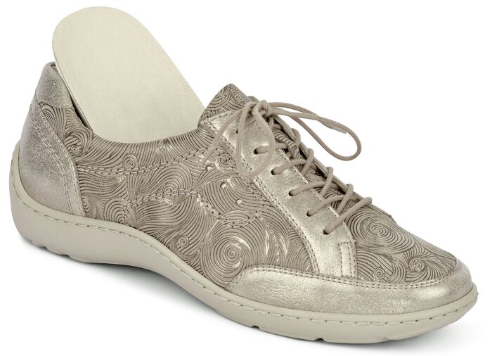Waldläufer, elegante Damen-Schnürschuhe, Weite H, mit herausnehmbarem Fussbett TAUPE