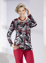 Shirt mit abgerundetem V-Ausschnitt , 
