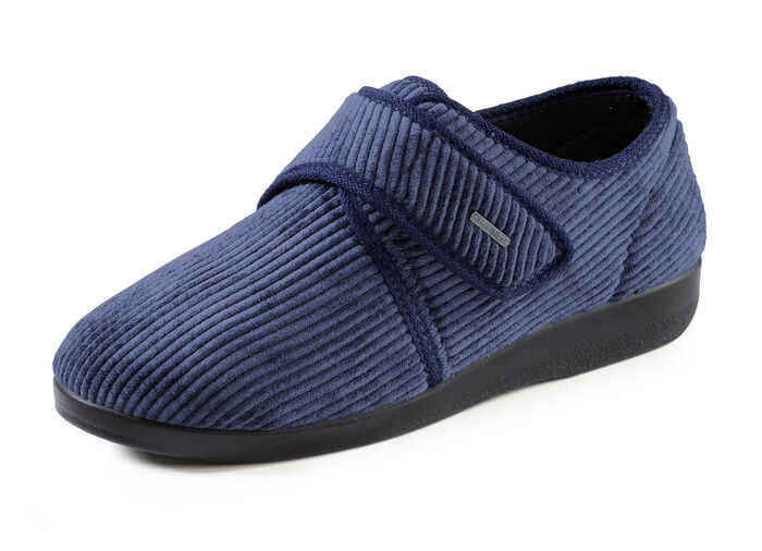 Klassische Herren-Hausschuhe, mit Klettverschluss MARINE