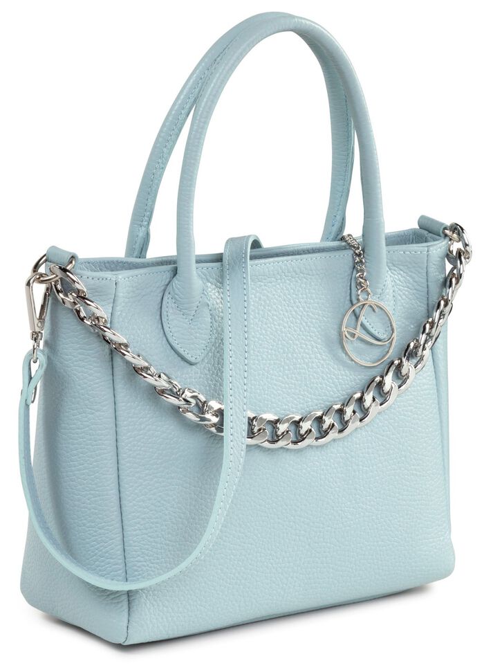 Laurina Tasche aus genarbtem Kalb-Nappaleder mit Zierkette HELLBLAU