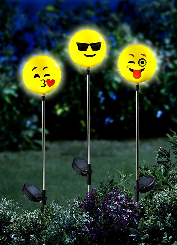 Solar-Stecker Happy Face", 3-er Set 