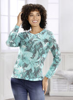 Pullover in weich fliessender Qualität TÜRKIS-MULTICOLOR