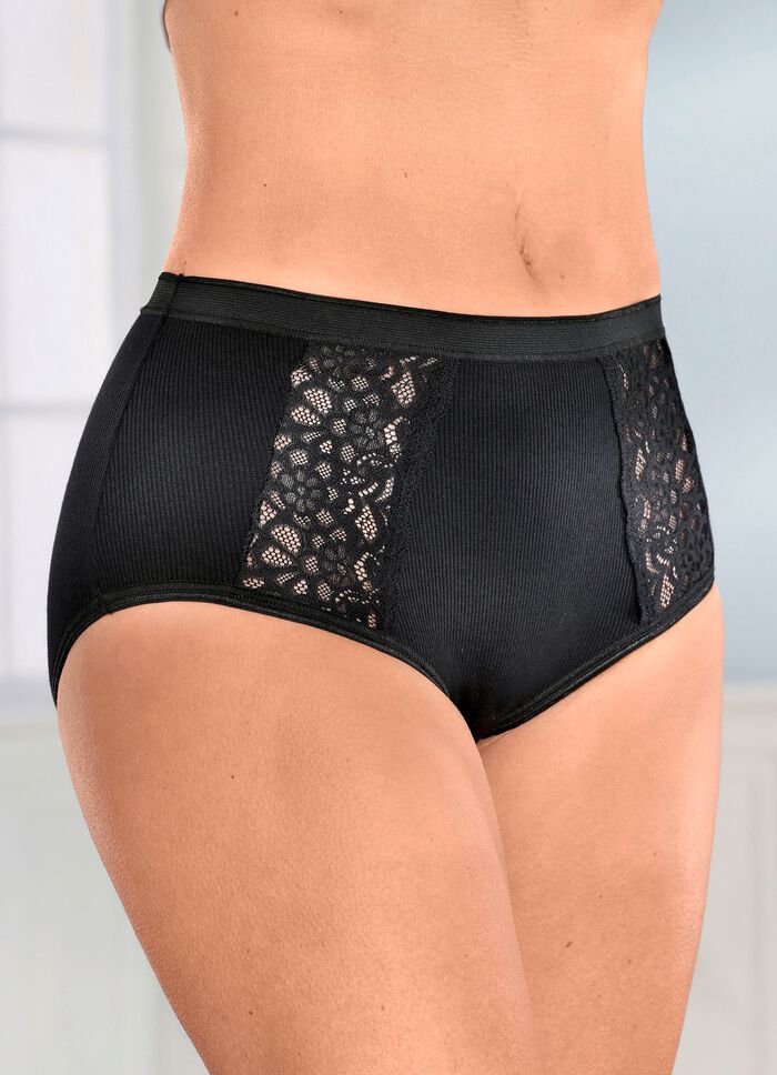 Viererpack Slips mit Spitzeneins&auml;tzen 