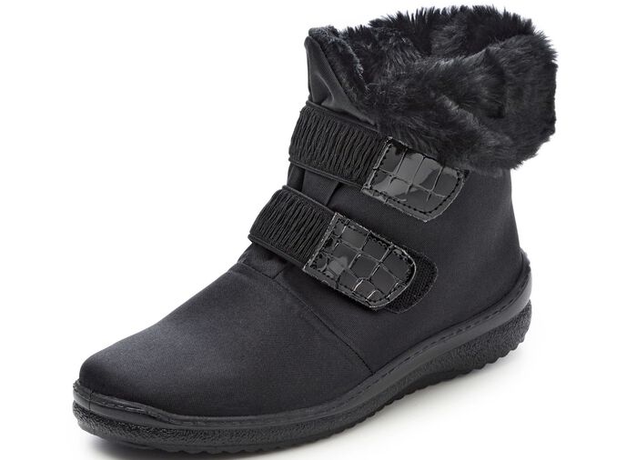 Stiefelette mit Krokolack-Besatz SCHWARZ