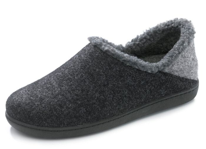 Wollfilz-Hausschuh mit herausnehmbarem Fussbett GRAU