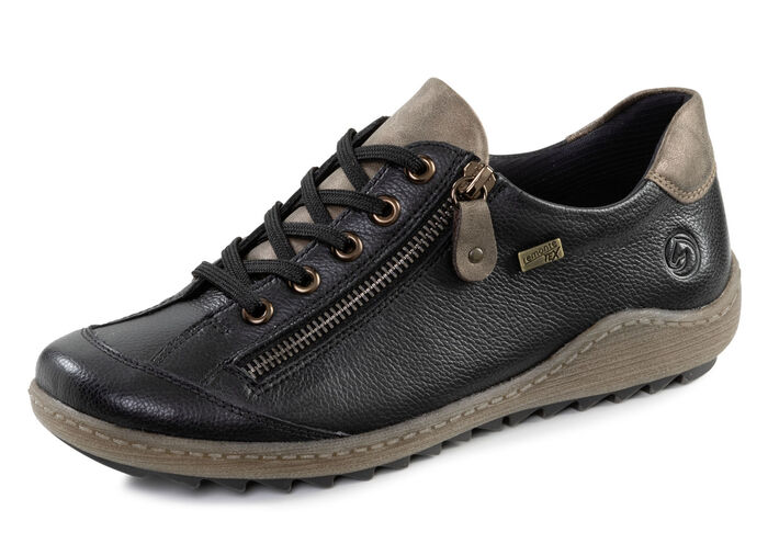 Remonte, bequeme Damen-Sneaker, Weite G, mit herausnehmbarem Fussbett SCHWARZ-BRAUN
