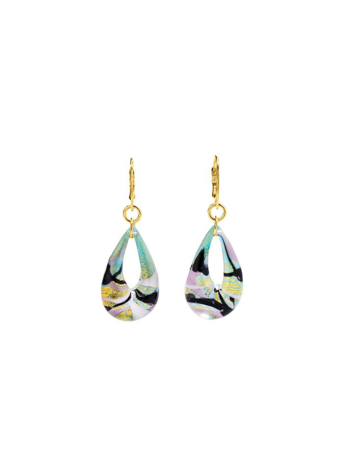 Ohrringe mit Muranoglas in Hellblau- und Goldt&ouml;nen 